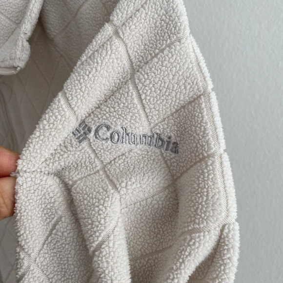 COLUMBIA Cream 1/4 Zip Fleece Diamond Patterned Sweater Size XS - Picture 6 of 14